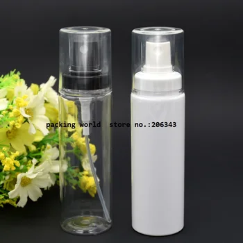 100 мл бяла пластмасова бутилка с прозрачен капак, с бял спрей за мъгла, висококачествена пластмасова бутилка със спрей