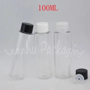 100 мл Прозрачна пластмасова бутилка с плосък рамо, 100 мл лосион / тонер празни козметични контейнер (50 бр./лот)