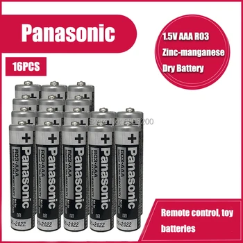16шт Panasonic R03 1.5 V AAA Батерия Алкални Батерии Без Живак Суха Батерия За Електрически Играчки Фенерче Часовници Мишката