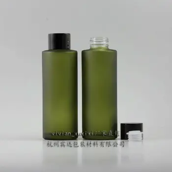 18шт 100 мл маслинено-зелена бутилка от матирано стъкло с черна винт на капака за етерично масло или лосион. козметична опаковка, за течности