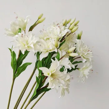 1бр лилия изкуствени копринени цветя, клон сам домашна договореност декорация на сватба парти украса фалшиви цветя