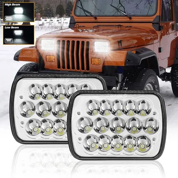 2 елемента 5X7 7X6 инча Автомобилна LED Фар с Led Фаровете на Колата на Далечния и близкия светлина За Jeep Wrangler 87-95 84-01 Cherokee XJ GMC