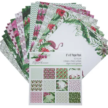 24 листа/опаковане. Езерото Стил Фламинго Цветя Модел на Хартия За Scrapbooking Ръчно изработени САМ Занаятите Хартия Занаятите Заден План Pad