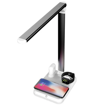5 W настолна лампа 4 в 1 мултифункционален безжично зарядно за Iphone iwatch и Airpods пълноценната настолна лампа за четене