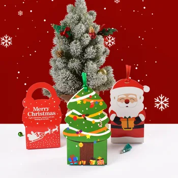 50шт Коледна Книжен Подарък Кутия Навечерието на Коледа, на Нова Година Дядо Коледа е Коледна елха Нуга Бонбони, Бисквити Вечерни Аксесоари