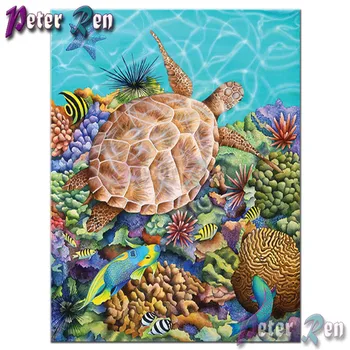 5d Сам Диамантена снимка на животно пълна смола бормашина Планински Кристал бродерия на кръстат бод декорация на дома, боядисване Подводни коралови костенурка
