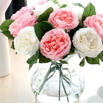 6 цвята Изкуствена Коприна Единични Рози Цветя, Декоративни Домашно Цвете За направи си САМ Сватбена Стени Подарък За Свети Валентин Без Вази