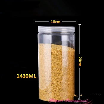 90шт 10 * 20 см 1430 мл Херметични контейнери за съхранение на хранителни продукти 50 грама по-големи буркани за консервиране Прозрачни пластмасови контейнери за храна кутии за съхранение с капак