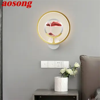 AOSONG Пясъчен Часовник Стенен Лампа LED 3 Цвята Креативен Дизайн Алуминиева Стенни Лампа Декор за Дома Дневна Спалня