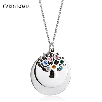 Cardy Коала Дамски Модни бижута Родословно Дърво на Живота с Камък на Раждане Кристално колие
