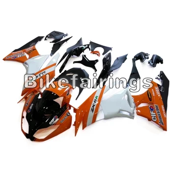 Compelte Оранжево-Бели Пластмасови Мотоциклетни Панели са Подходящи За ZX-6R 2009 2010 2011 2012 ZX636R 636 ABS Комплект за впръскване на каросерията