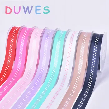 DUWES 8 варианта на цветове 25 мм-Голям рубчик Край сатен печатна Лента в грах изберете цвят сватбена опаковка Аксесоар прическа D879