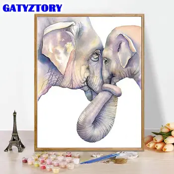 GATYZTORY 40x50 см Слон Картина на Номерата На Животни Върху Платното Картините на Номерата На Акрилна Боя По Номера Начало Декор