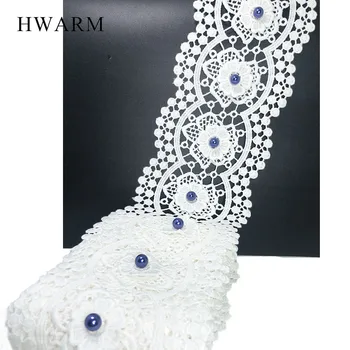 HWARM 10 ярда 9,5 см 3D Мъниста Изкуство, Занаят Лейси Плат Лента Женска Пола Аксесоари САМ Шиене Ръчно изработени Сватбени Декорации Покритие