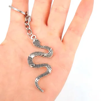 hzew Древен сребърен цвят змия ключодържател кожа кабел змия верижка за ключодържател