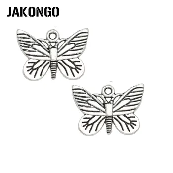 JAKONGO Античен сребърно покритие Пеперуда Висулки, Висулка за бижута Гривни Аксесоари за направи си САМ Ръчно изработени 16x22 мм и 15 бр./лот