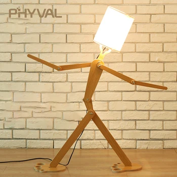 PHYVAL Робот Настолни Лампи Многосуставные Активни Творчески Регулируеми За Всекидневна Декор на Детска Стая на Дървени Настолни Лампи осветителни Тела