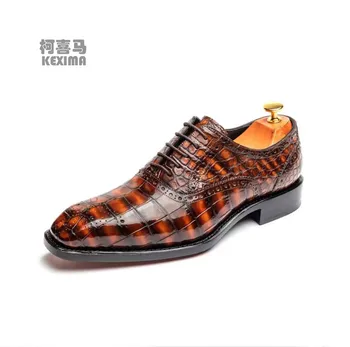shenzhuangsanbao/ ново записване, мъжки модел обувки, мъжки обувки от крокодилска кожа, цвят на четката