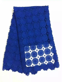 Безплатна доставка (5y/лот) royalblue Африканска лейси бродерия текстилни дантелено рокля френска лейси плат с високо качество чисти кабел