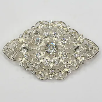 Брошка във формата На Цвете, със сребърно покритие Прозрачни кристали За Младоженци, брошки на булавках За Сватбени партита C711-A