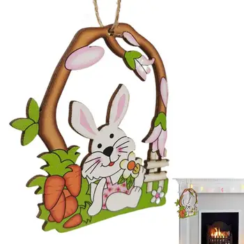 Великден Бъни Чар Очарователни Дървени Великденски Зайци Дървени Великденски Заек Декор Сладък Заек Заек Чар Окачване За 