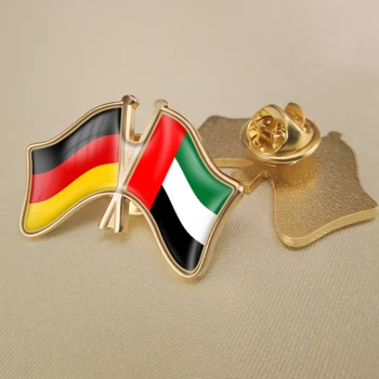 Германия и Обединените Арабски Емирства Кръстосани Двойни Знамена Приятелство Игли за Ревери Брошки Икони