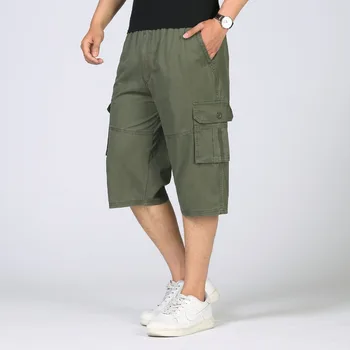 Горещите Летни Мъжки Ежедневни Панталони С много джобове с Цип, Мъжки къси Панталони с Промежностью, Ежедневни Бермуда, Свободни Модни Мъжки къси Панталони-карго, Голям Размер 5XL