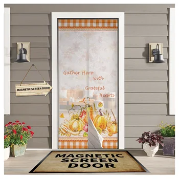 Ден На Благодарността Есенни Листа Оранжево Каре Магнитна Марля Вратата Прозорец На Екрана Противомоскитная Окото Врата Завесата Разделител За Стая Екрани