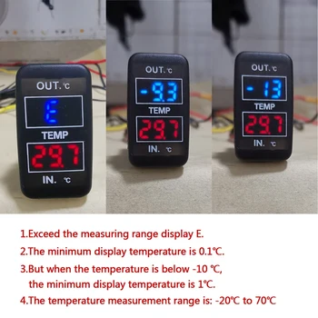 Дисплей на температурата на купето и Екстериора на Автомобила с Двоен Датчик за Температура за Toyota Camry, Corolla, Yaris RAV4 и Land Cruiser