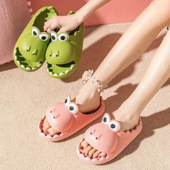 Жените красиви чехли с динозавром, Лятна домашни обувки за баня, Пара, нескользящие меки домашни плажни сандали за улицата, zapatos