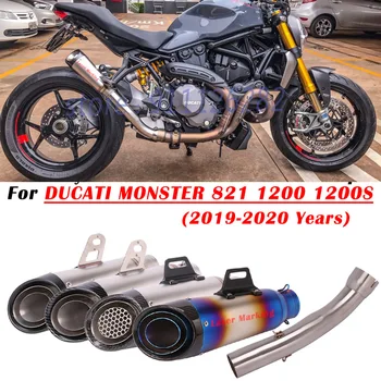 За Ducati Monster 1200 1200 S 821 2019-2020 Мотоциклетът Изпускателната Система на Промяна на Ауспуси, изработени От Въглеродни Влакна Със Средна Съединителната Тръба