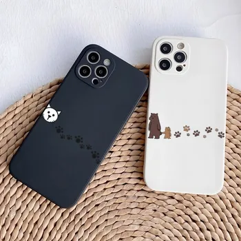 Калъф За мобилен Телефон с отпечатък от лапа на котката и Кучето, Черен, Бял Цвят, За iPhone 12ProMax 13 11 Pro Max Mini Xs X Xr 7 8 6 6s Plus Se 2020, Калъф Funda