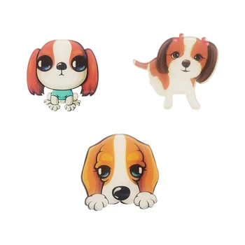 Красиви брошки във формата на три кученца от акрил брошки във формата на животни, можете да дадете на приятелите си или на жените като украшение на училищната чанта или раница