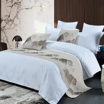 Кърпи за прикроватной нощни шкафчета в хотела, китайски висококачествени памучни обикновена леки луксозно спално бельо от северните флага