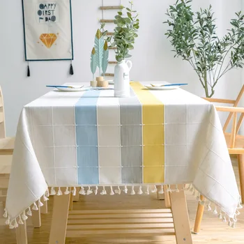 Модерна проста решетчатая правоъгълна тъканно покривката на декоративна маса, покриваща масичка за кафе кърпа