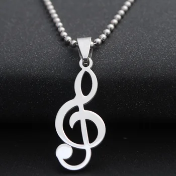 Нов Ключ От неръждаема стомана Музикална Нота Символ висулка верига Огърлица Лого на Музикалната Емблема на Талисман Чар Дъга Знак за бижута подарък