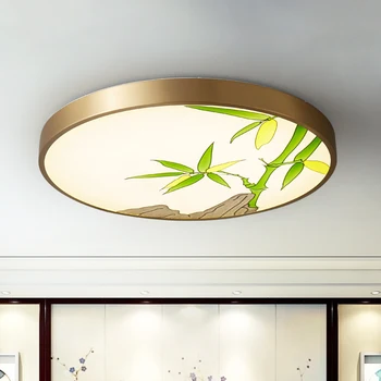 Новата китайска эмалевая лампа за всекидневната, led таванна лампа, изцяло медна креативна модерна лампа в китайски стил, лампа за обучение в спалнята