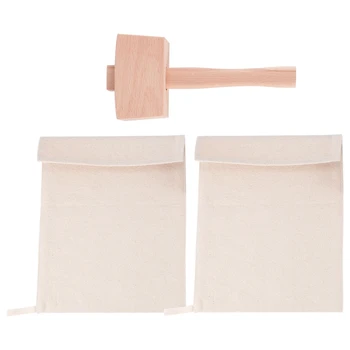 Опаковка от 2 пакета на Луис и 1 бр. Комплект за лед-за Многократна употреба холщовые пакети за напукани лед с дървен чук за домашен бар