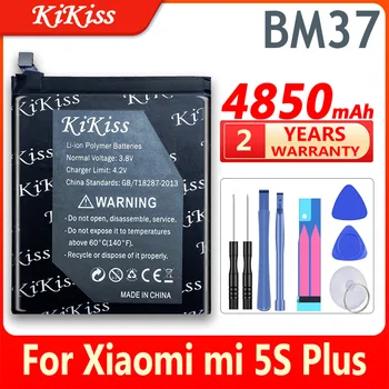 Оригинален KiKiss Висок Капацитет 4850 mah Взаимозаменяеми Батерия за Мобилен телефон BM 37 BM37 BM-37 за Xiaomi Mi 5S Plus MI5S Plus