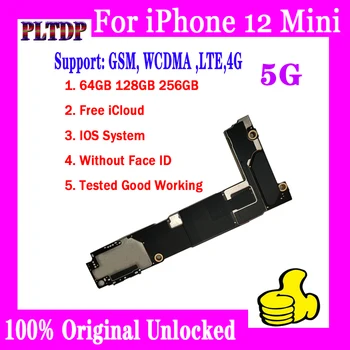 Поддръжка Актуализации на 4G 5G За iPhone 12 MINI дънна Платка с 64 GB, 128 GB, 256 GB, Без или с номер на лицето Чист iCloud, Подмяна на плоча Тестван