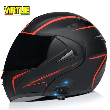 Подходящи за електрически мотоциклетни шлем Bluetooth, шлем с двойни лещи, пълен шлем, полушлема