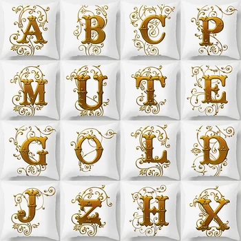 Прекрасни букви Калъф за възглавници калъфка Обнимающая калъфка 26 букви златна облегалката на дивана калъф за възглавници може да се коригира