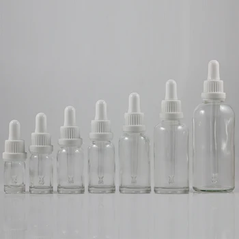 продажба на едро е прозрачна стъклена бутилка с капкомер за течност 5 мл, e за козметична опаковка с пластмасов капак