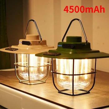 Ретро Метални Висящи Фенери 4500 mah Батерия, Къмпинг Светлина на LED Лампа за Къмпинг Акумулаторна Лесен Светлина Палатки за работа на Открито