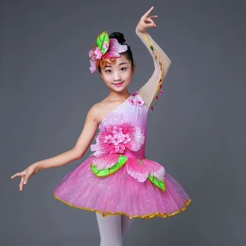 Розово Детско елегантна рокля, съвременно танцово рокля за салса с пайети за момичета, детско танцово рокля за момичета, танцов костюм за състезания, дрехи